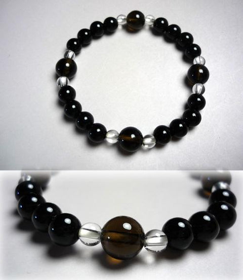 Black onyx formal bracelet with brown crystal