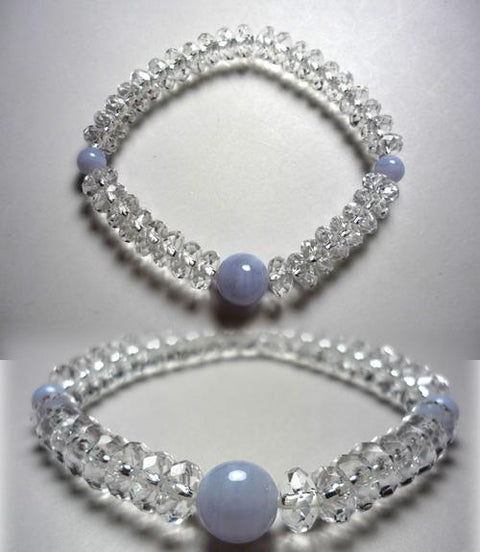 Crystal bracelet with chalcedony