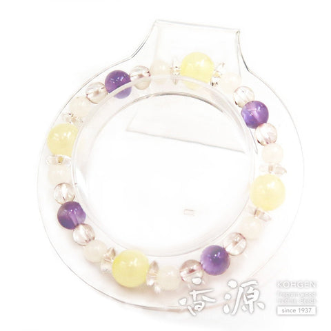 Green onyx combination bracelet with white onyx and rose amethyst