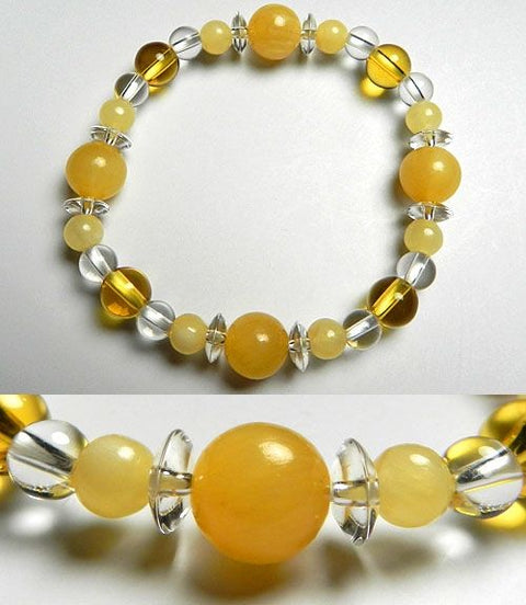 Yellow onyx combination bracelet with quartz and yellow quartz