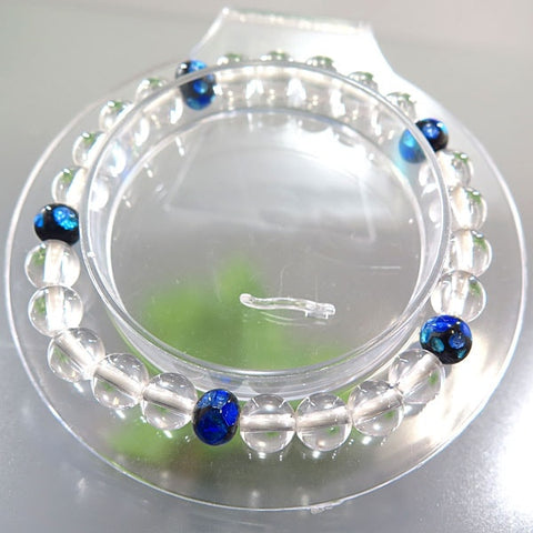 Crystal 7mm beads bracelet made with Ryukyu fluorite