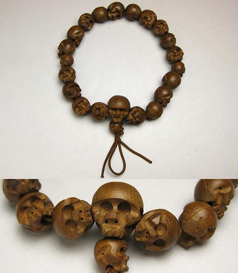 Boxwood Skull Carved Bracelet