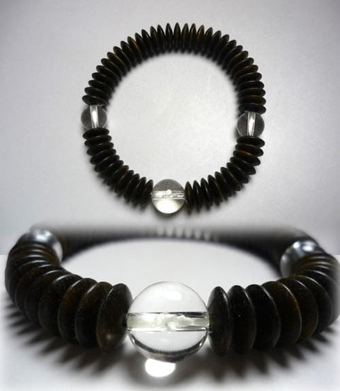 Green sandalwood bracelet with crystal