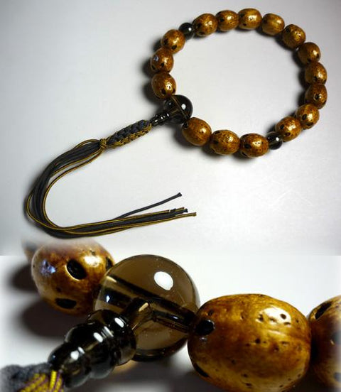 Men's prayer beads, five-eyed dragon bodhi tree, brown crystal finish