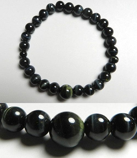 Blue Tiger Eye Round Bead Bracelet 7mm