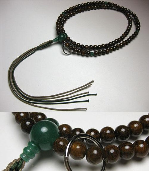 Men's Buddhist rosary, made of ironwood and Indian jade, Soto sect