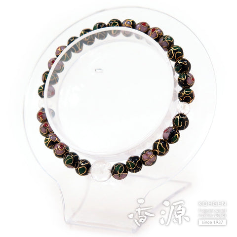 Black cloisonné 5mm beads bracelet with crystal finish