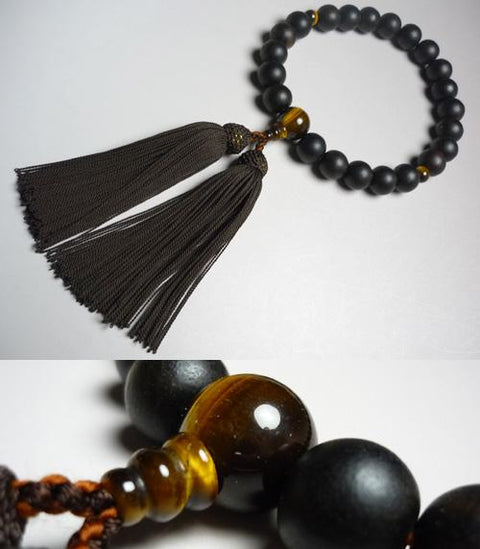 Prayer beads for men, striped ebony, tiger eye stone finish