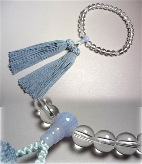 Women's prayer beads, crystal, round beads, chalcedony finish