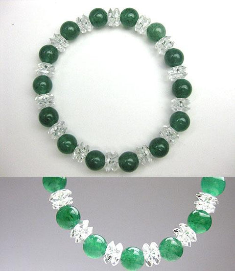Quartz cut glass combination bracelet, aventurine (Indian jade) Limited edition