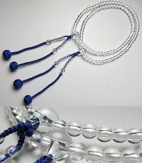 Women's Prayer Beads, Crystal, Shingon Buddhism, Unisex, Purple and Blue Tassel