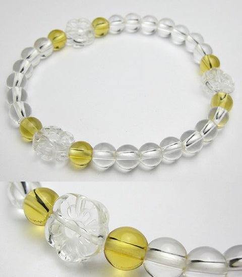 Crystal flower carved bracelet, yellow crystal finish