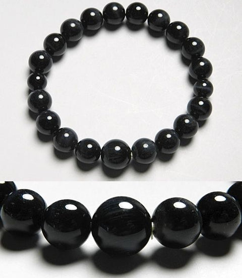 Blue Tiger Eye Round Bead Bracelet 10mm