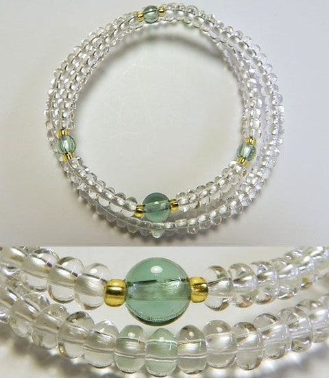 108-bead crystal bracelet, double layered, made of green quartz