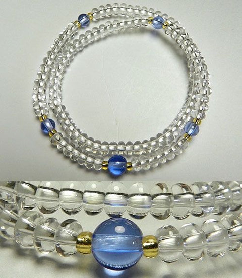 108-bead crystal bracelet, double layered, blue quartz