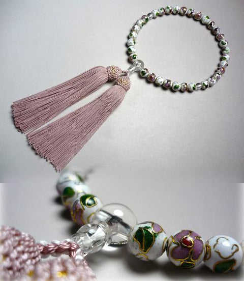 Women's prayer beads, cloisonne, crystal finish