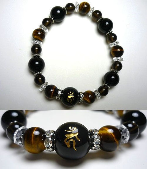 Black onyx bracelet with Acala Sanskrit lettering