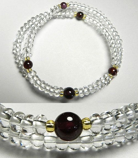 108 crystal beads bracelet, double layered, garnet finish