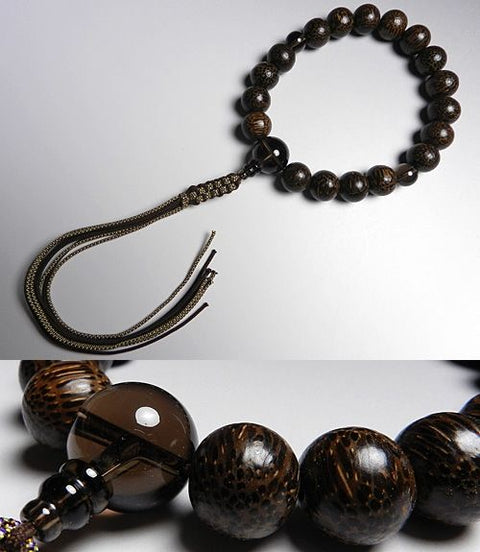 Men's prayer beads, betel nut, 18 beads, Dokusan beads