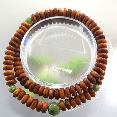 Sandalwood 108 bead bracelet, double layered, with solitary bead