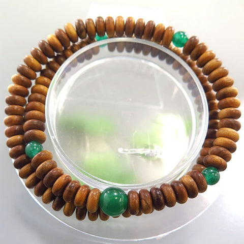 Sandalwood 108 bead bracelet, double layered, made with Indian jade