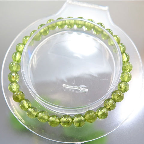 Peridot bracelet, 6mm beads, straight