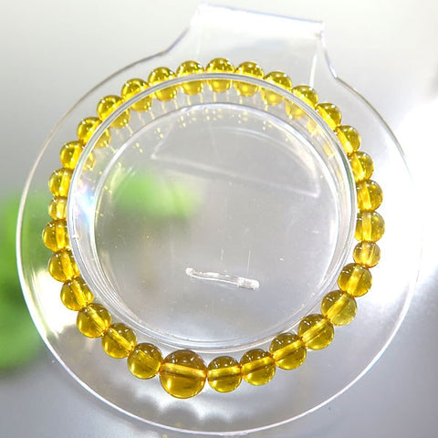 Yellow crystal 6mm beads bracelet