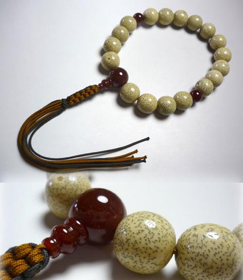 Men's prayer beads, starry moon bodhi tree, 18 beads, agate finish
