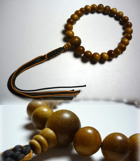 Men's prayer beads, 22 sandalwood beads, string tassel w321-2