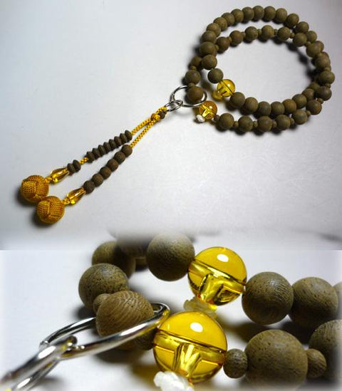 Men's prayer beads, ironwood and yellow quartz, Jodo sect