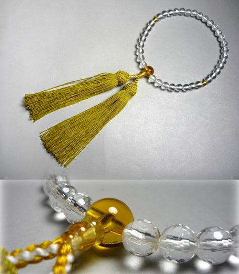 Women's prayer beads, 108 faceted crystal, yellow crystal finish