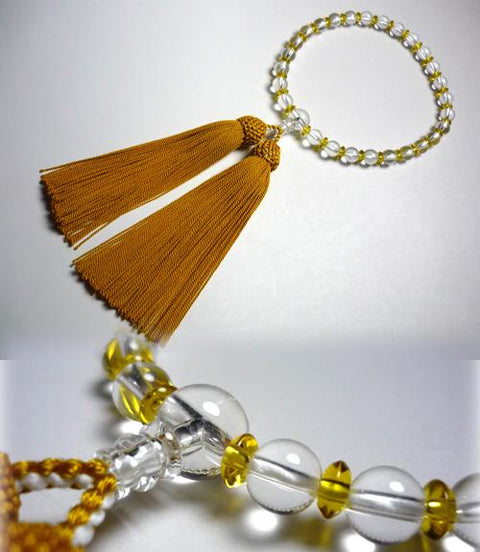Women's prayer beads, combination of quartz and yellow quartz