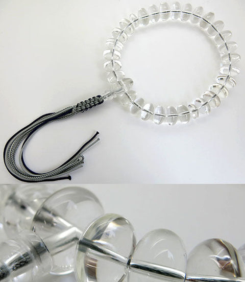 Men's rosary, crystal, 28 flat beads, with matching tassels