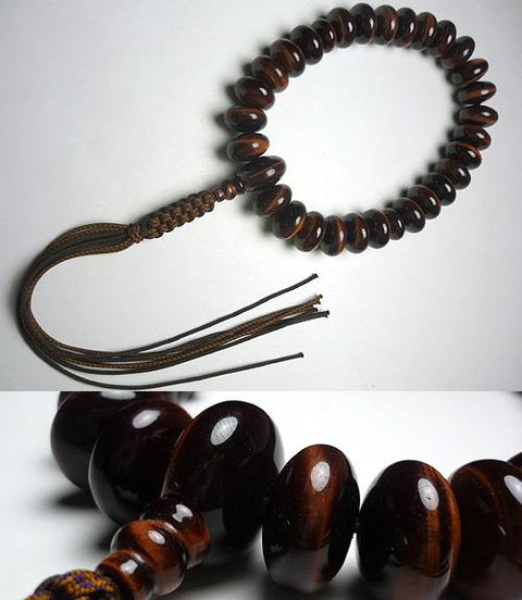 Men's prayer beads, red tiger's eye, 28 beads, orange beads, made to order