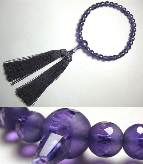 Women's Prayer Beads, Amethyst, Windowed Snow, Made with Purple Tassel