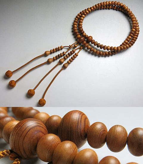 Men's prayer beads, Yakusugi, Shingon sect, 13.5cm, flat beads