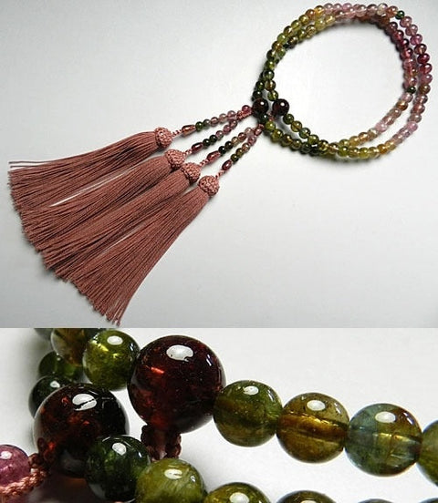 Women's prayer beads, highest quality mixed tourmaline, 6mm beads, gradation finish, double layer (compatible with all eight sects)