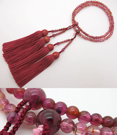 Women's prayer beads, highest quality pink tourmaline, 5mm beads, gradation pattern, double layer (compatible with all eight sects)