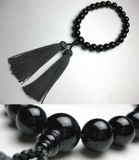 Men's prayer beads, black onyx, 22 beads, made to order, Nezu Sabo