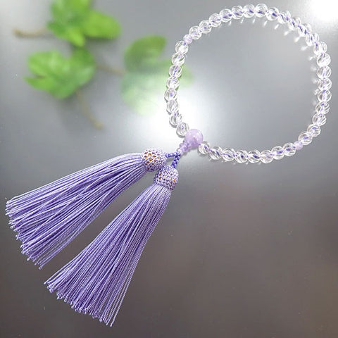 Women's rosary, crystal, twist cut, 7mm beads, Fujiun stone finish