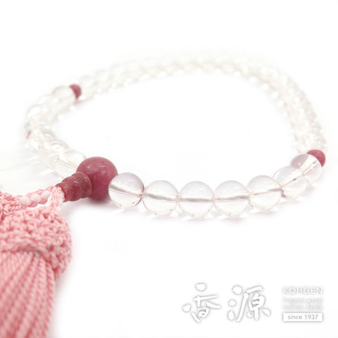 Women's prayer beads, quartz, 8mm beads, one hand, rose precious stone finish, limited edition