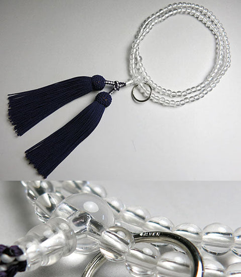 Women's prayer beads, crystal, Soto sect, same tailoring, purple and blue tassel
