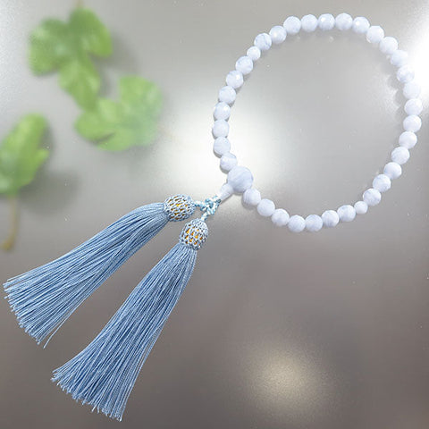 Women's Prayer Beads, Chalcedony, Cut Glass, 8mm Beads, Made to Order