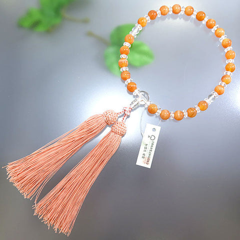 Women's prayer beads, Botswana agate, 8mm beads, alternating cut crystals