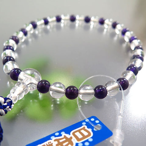 Women's rosary, quartz, 7mm beads, amethyst combination