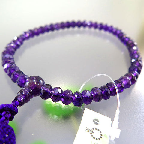 Women's prayer beads, amethyst, mandarin beads, cut, amethyst finish, purple tassel