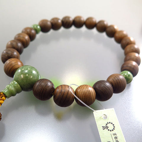 Prayer beads for men, Jindai cedar, 22 beads, Dokzan bead design