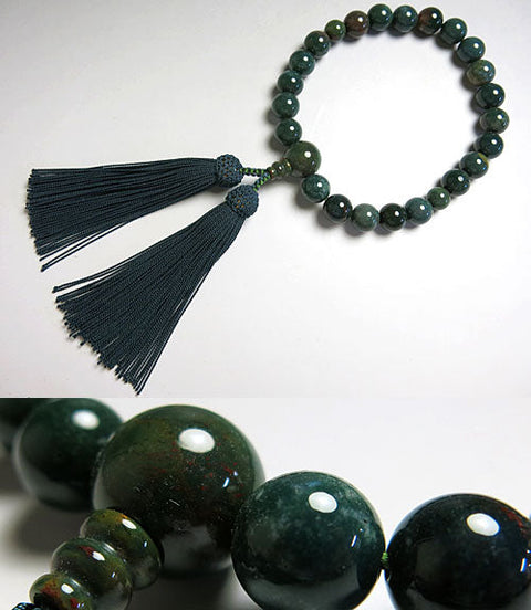 Men's prayer beads, bloodstone, 22 beads, made to order