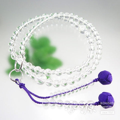 Women's Prayer Beads, Crystal, Jodo Sect, Unisex, Purple and Blue Tassel