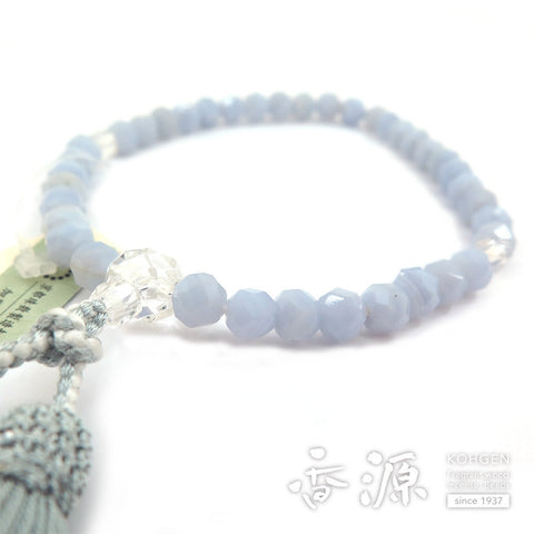 Women's prayer beads, blue lace agate, cut glass, quartz cut glass, limited edition